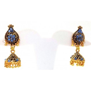 Golden Oxidized Women Earring Jhumka Jhumki Jewelry Drop PushBack Classy Gift 80
